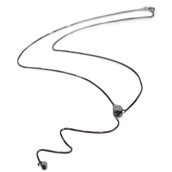 Black Charm Adjustable Chain Necklace - SSN116SCBKZD