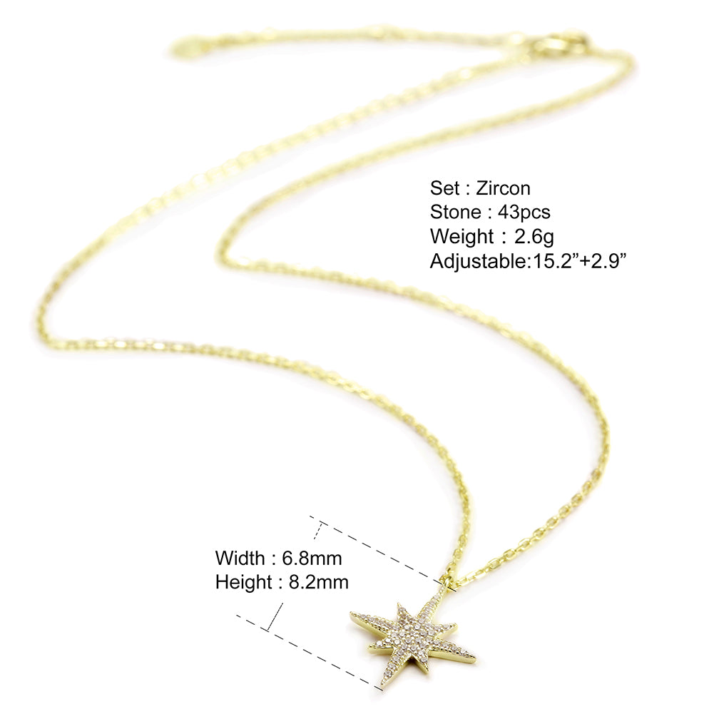 Pave Star Pendant Chain Necklace - SSN143