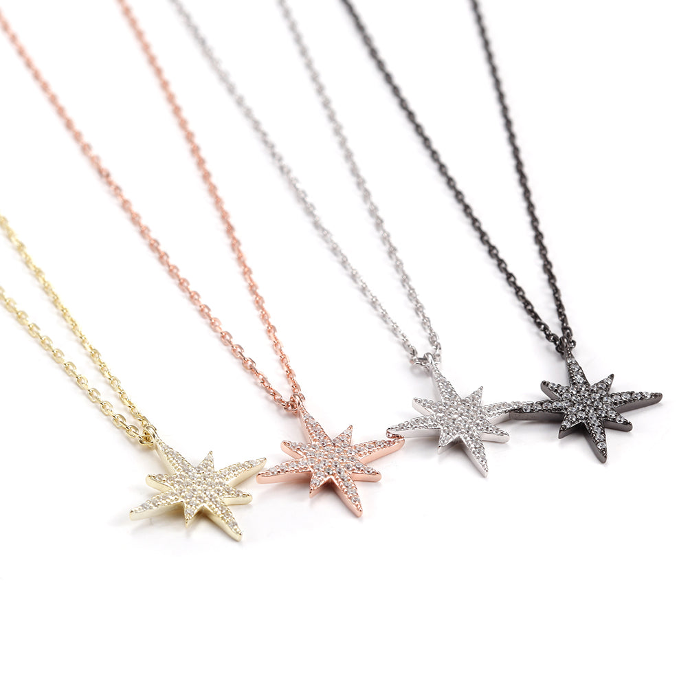 Pave Star Pendant Chain Necklace - SSN143