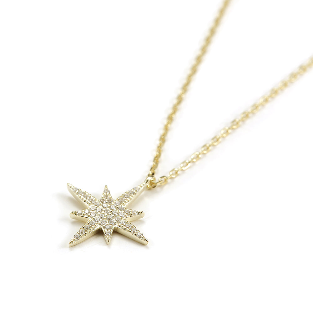 Pave Star Pendant Chain Necklace - SSN143