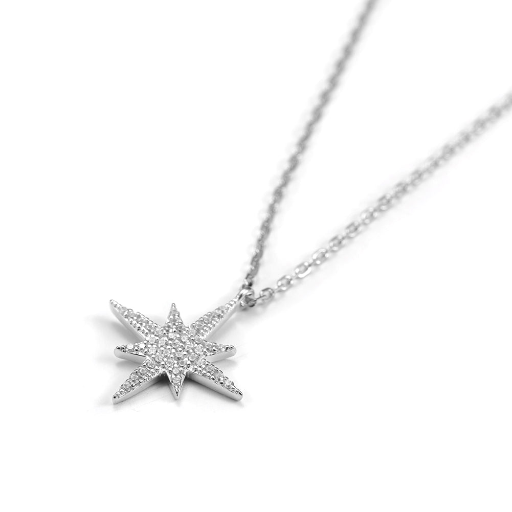 Pave Star Pendant Chain Necklace - SSN143