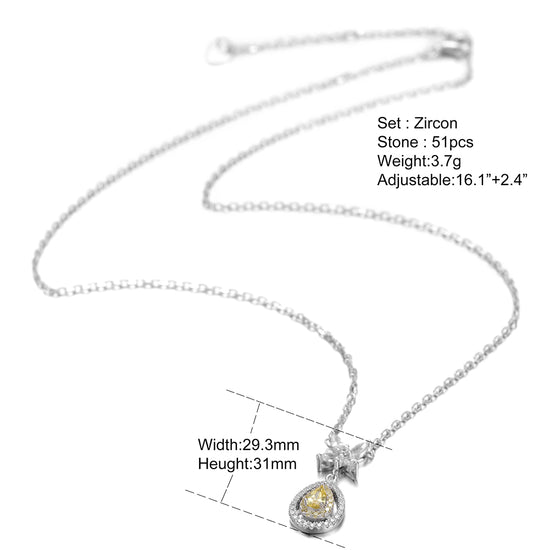 Water Drop Crystal Pendant Necklace - SSN144WGZD