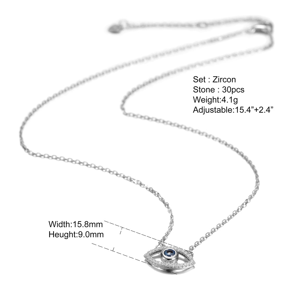 Evil Eye CZ Pendant Necklace - SSN146WGZD