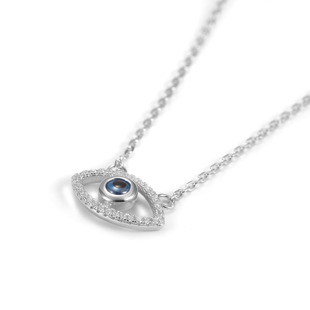 Evil Eye CZ Pendant Necklace - SSN146WGZD