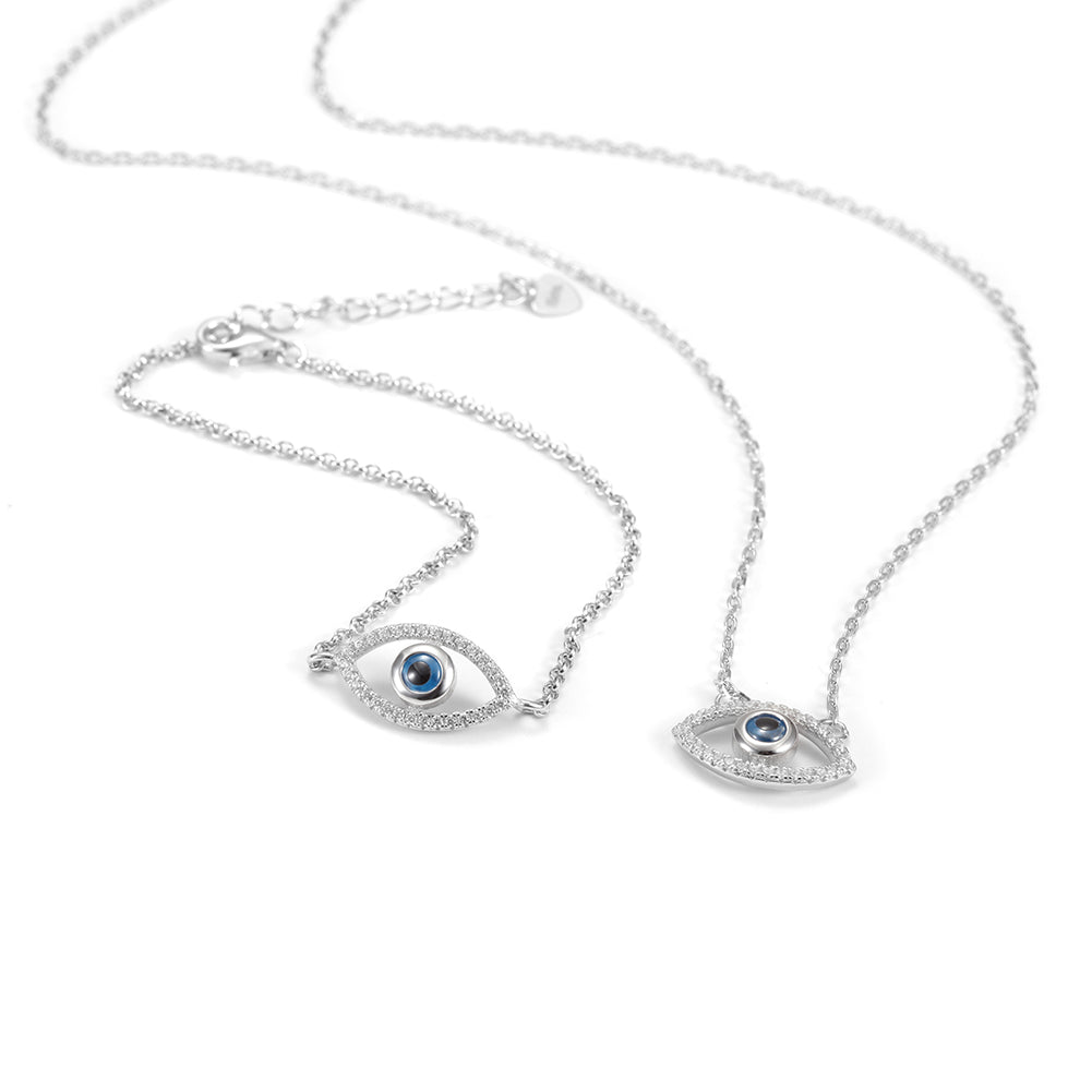 Evil Eye CZ Pendant Necklace - SSN146WGZD