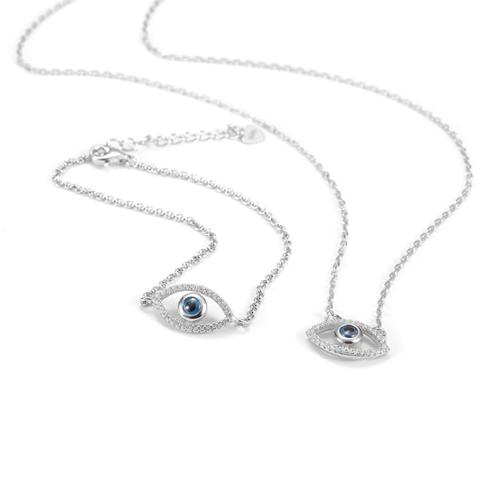 Evil Eye CZ Pendant Necklace - SSN146WGZD