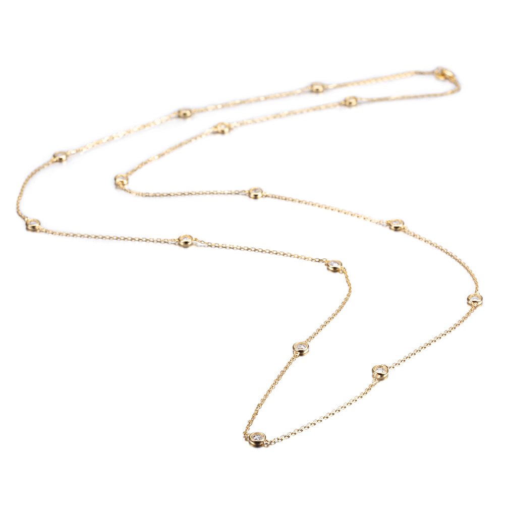 CZ Pendant Long Necklace - SSN148
