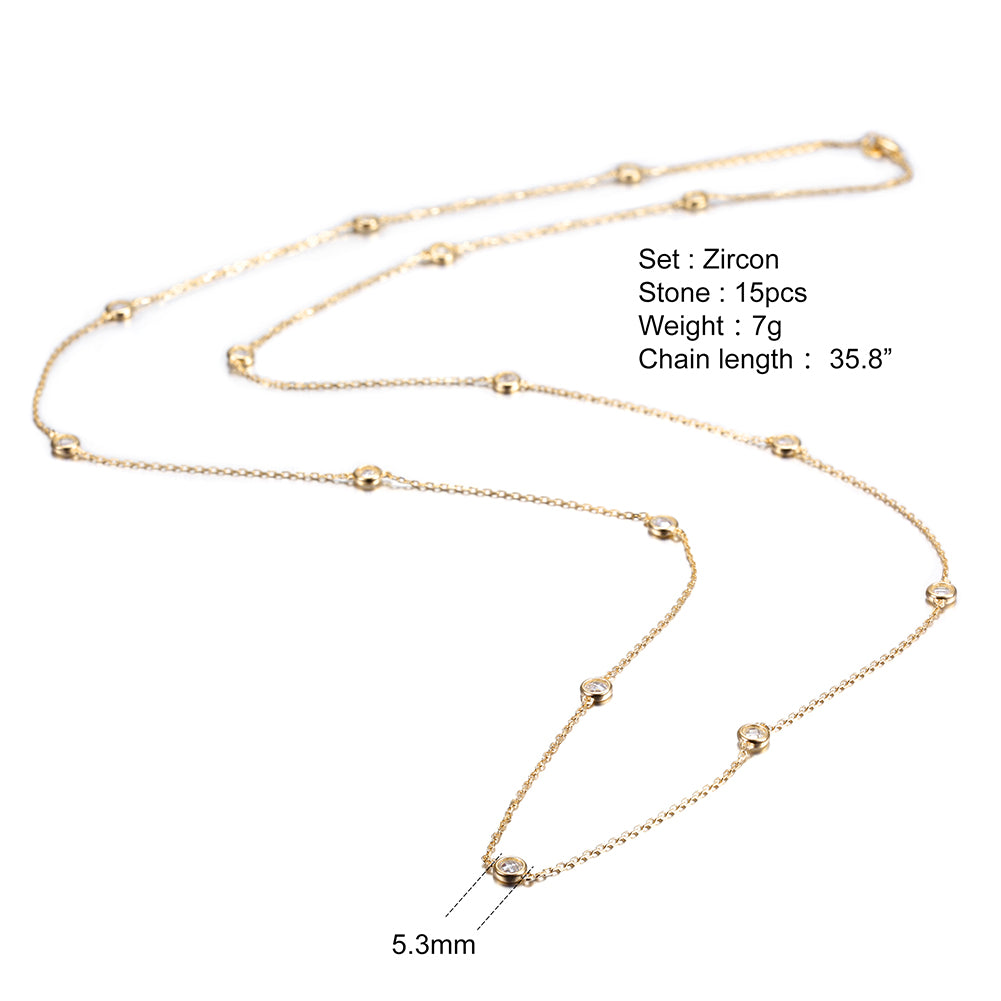 CZ Pendant Long Necklace - SSN148