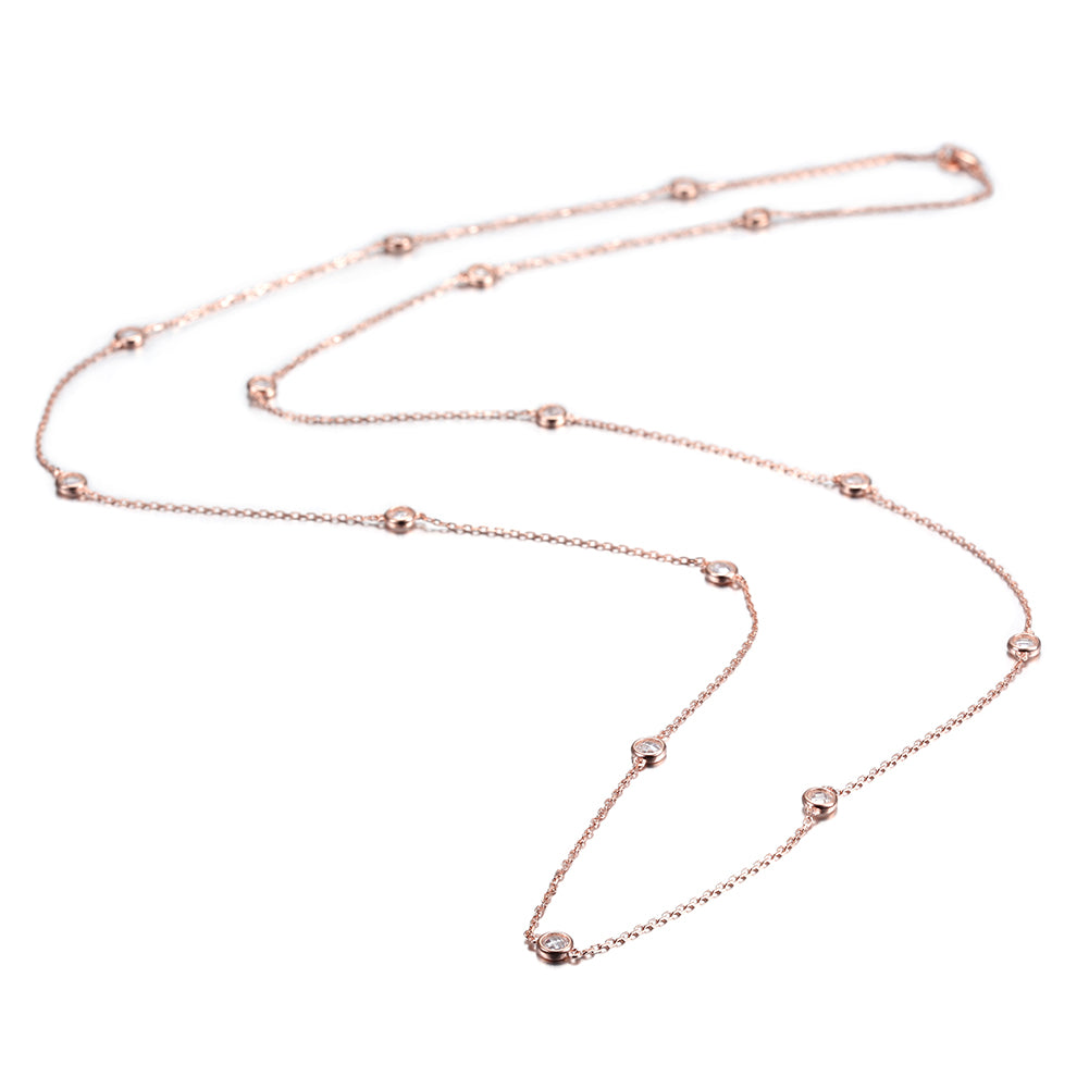 CZ Pendant Long Necklace - SSN148