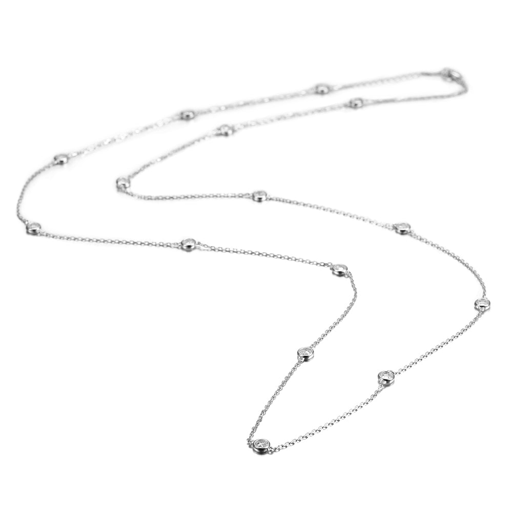 CZ Pendant Long Necklace - SSN148