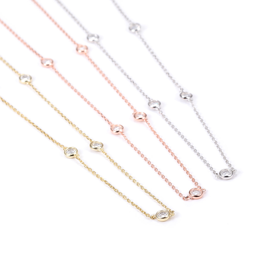 CZ Pendant Long Necklace - SSN148