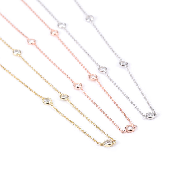 CZ Pendant Long Necklace - SSN148