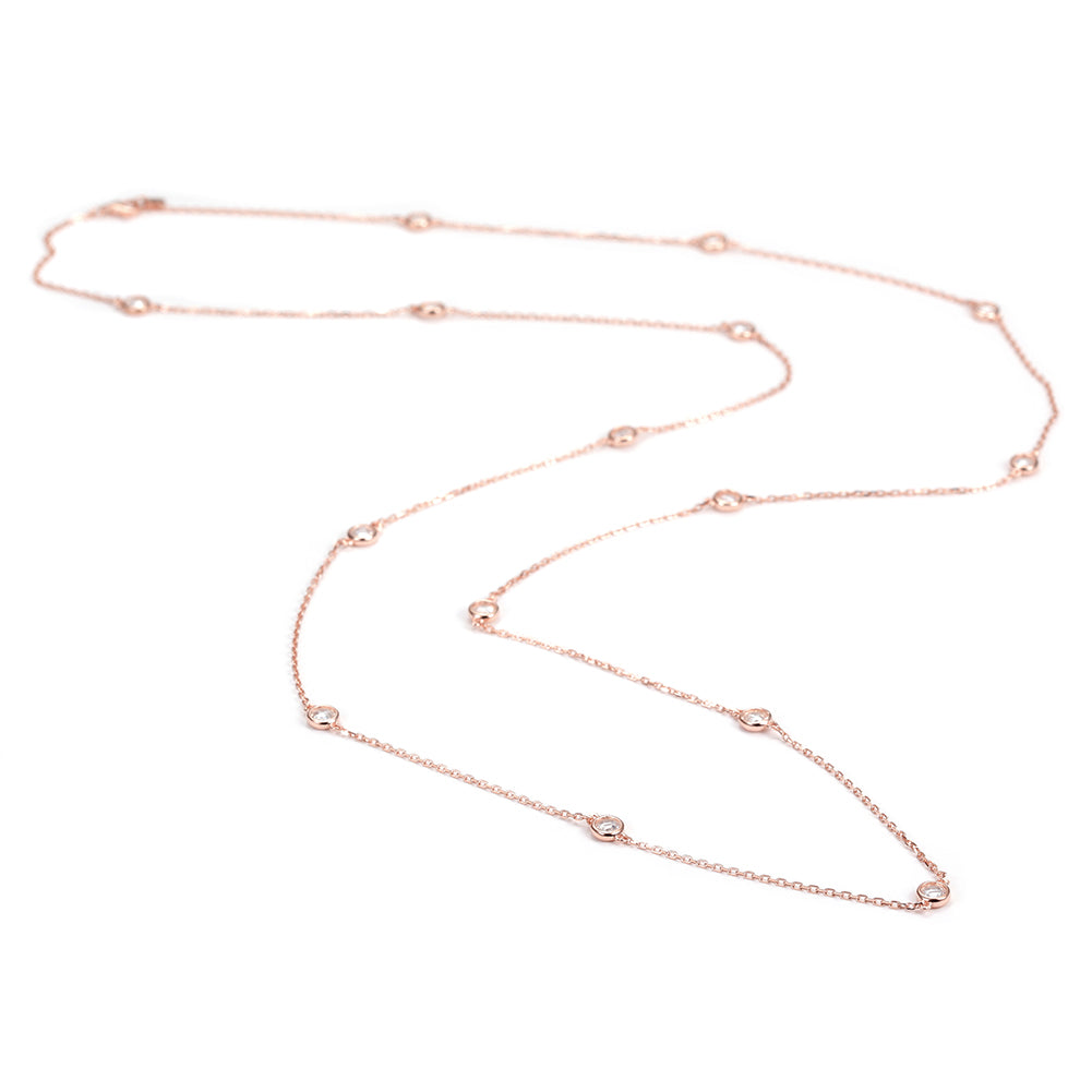 CZ Pendant Long Necklace - SSN148