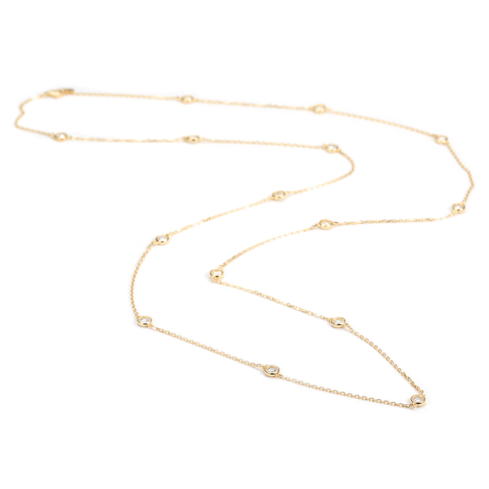 CZ Pendant Long Necklace - SSN148