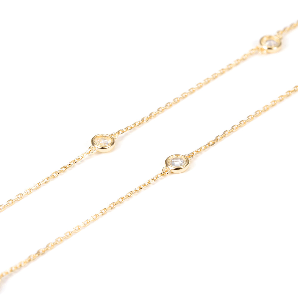 CZ Pendant Long Necklace - SSN148