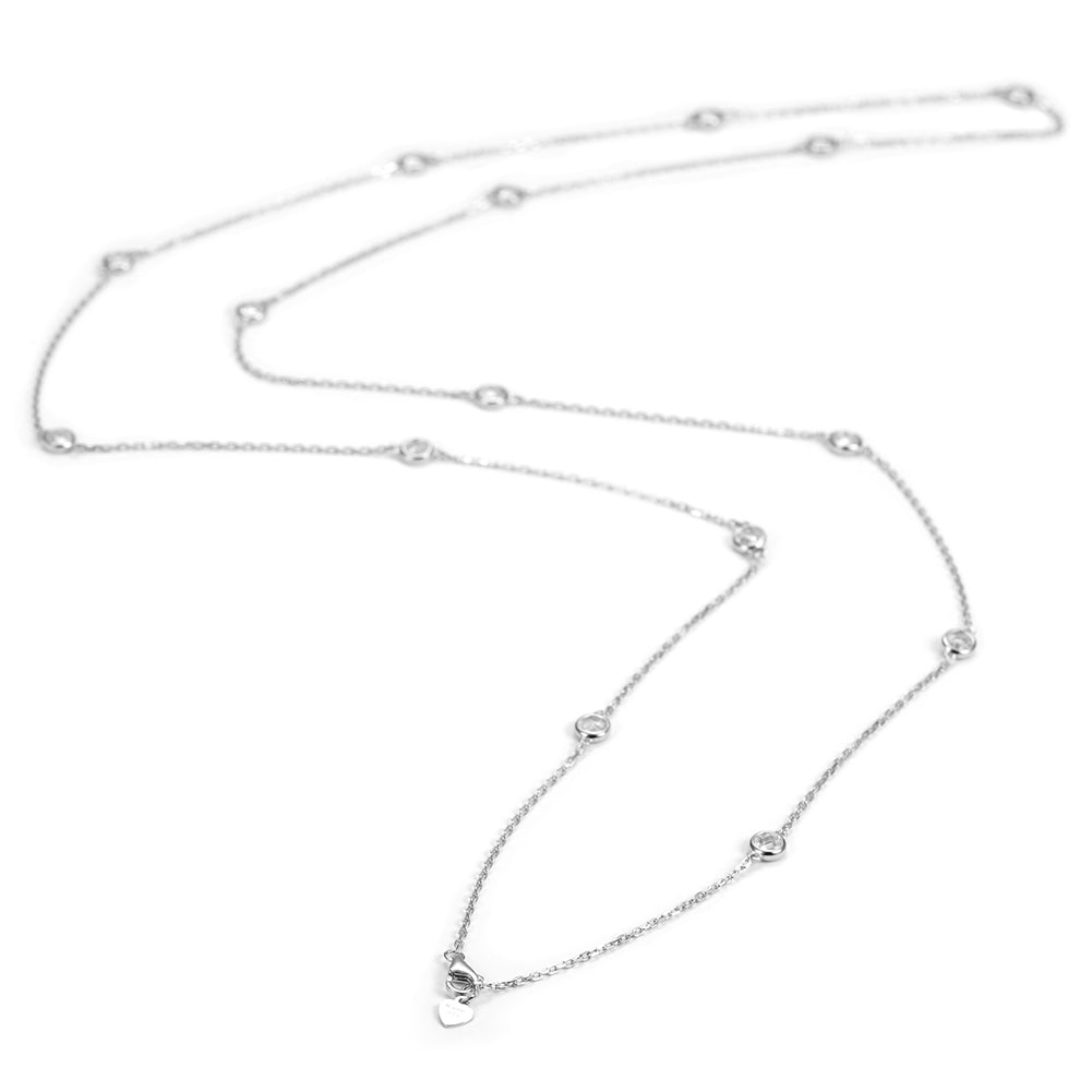 CZ Pendant Long Necklace - SSN148