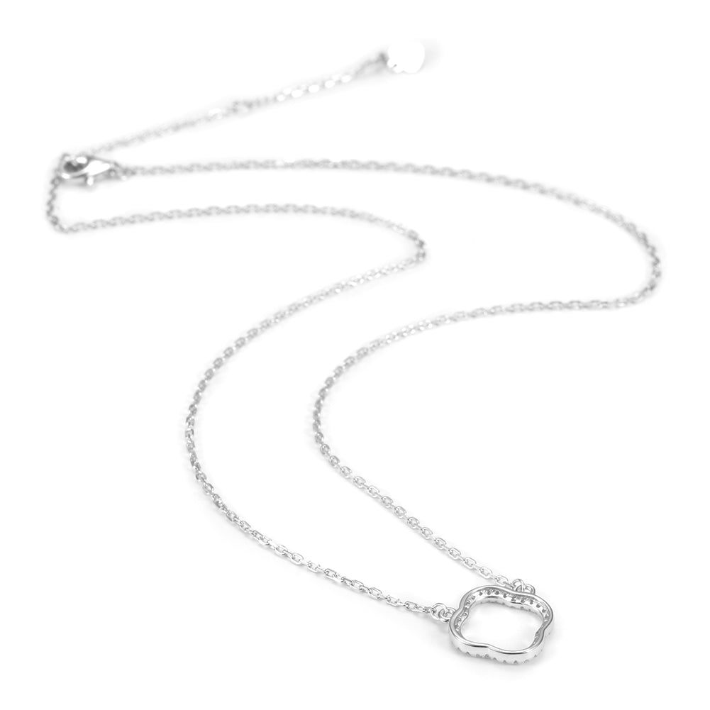 Sterling Silver Flower Pendant Necklace - SSN153WGZD