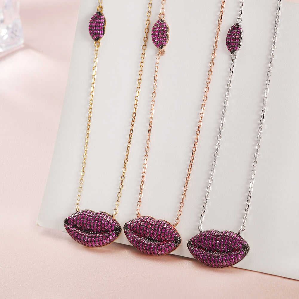 PInk Sexy Lip Necklace - SSN158WR