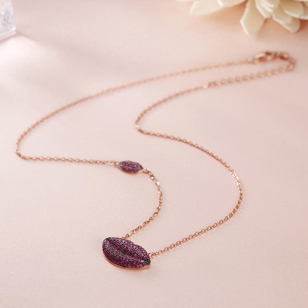 PInk Sexy Lip Necklace - SSN158WR