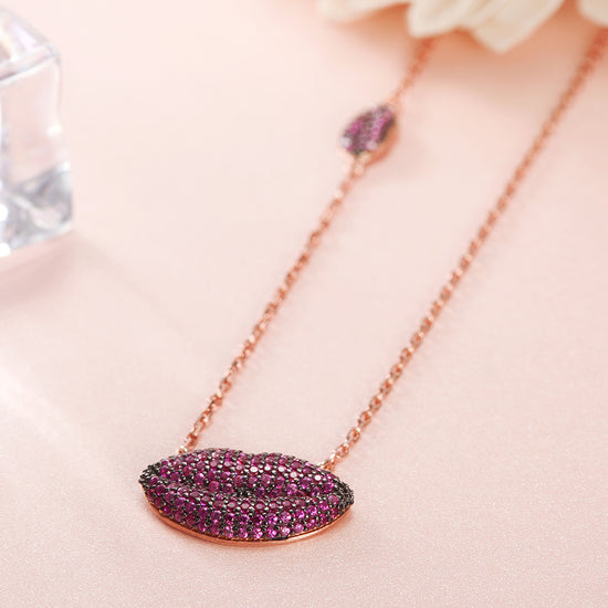 PInk Sexy Lip Necklace - SSN158WR