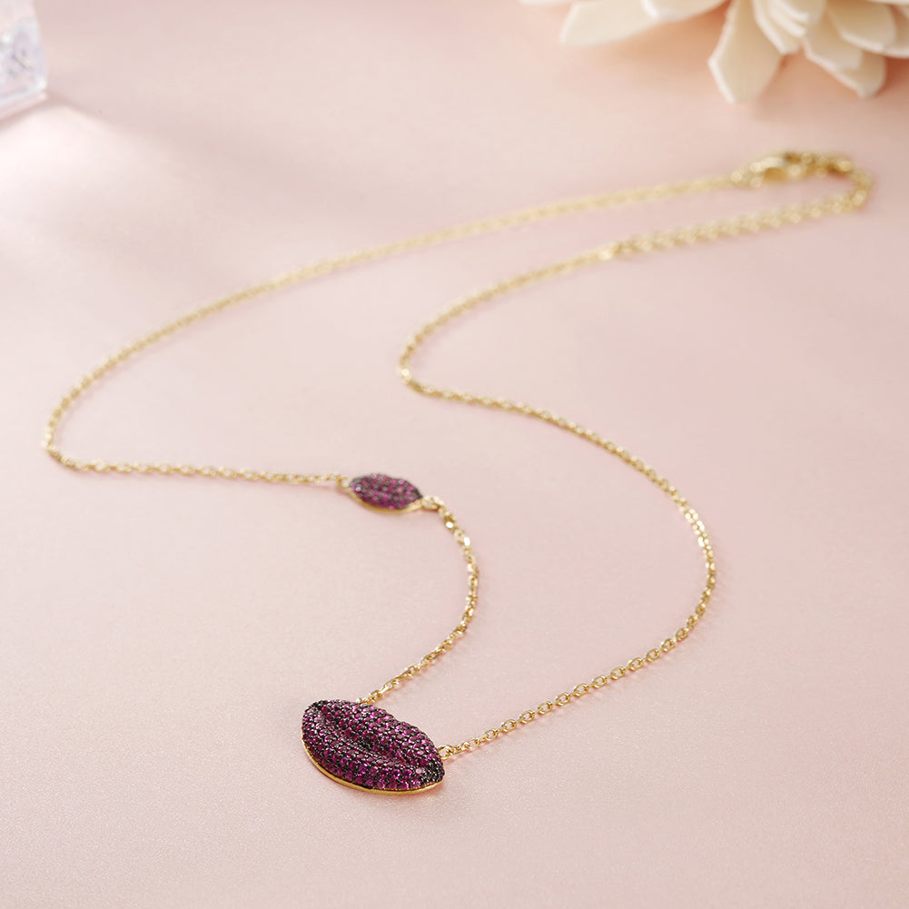 PInk Sexy Lip Necklace - SSN158WR