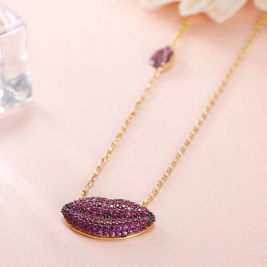 PInk Sexy Lip Necklace - SSN158WR
