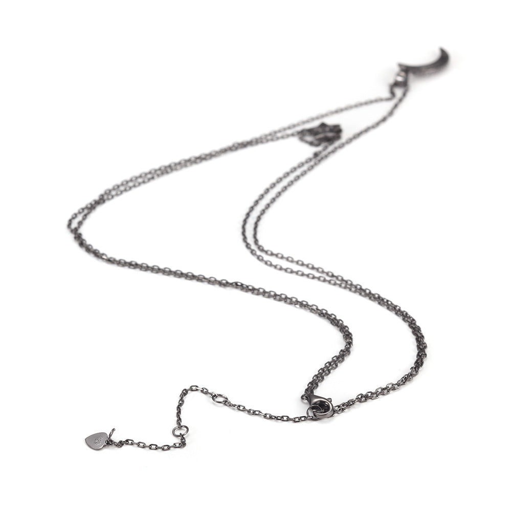 Moon and Star CZ Pendant Layer Necklace - SSN163WT