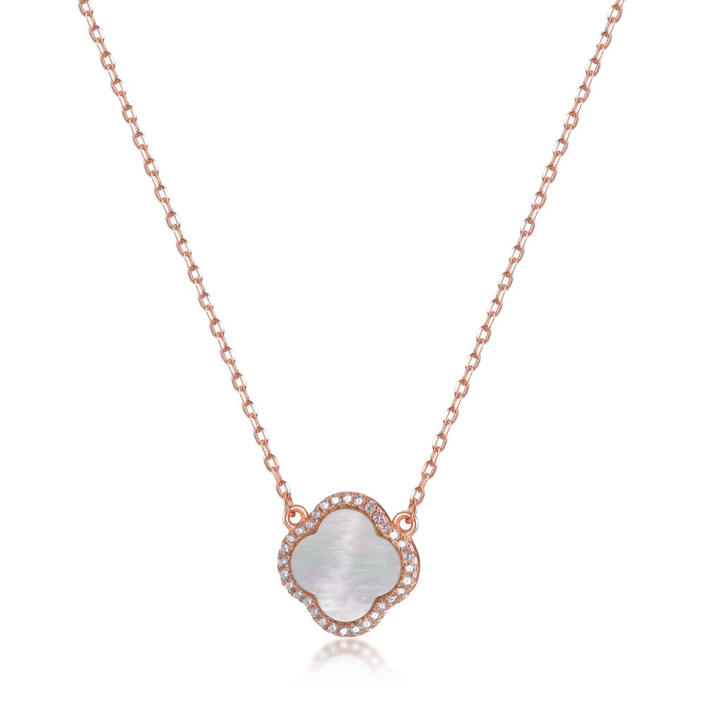 Sterling Silver Flower Shell Pendant Necklace - SSN164
