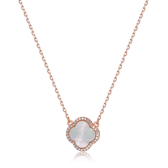 Sterling Silver Flower Shell Pendant Necklace - SSN164