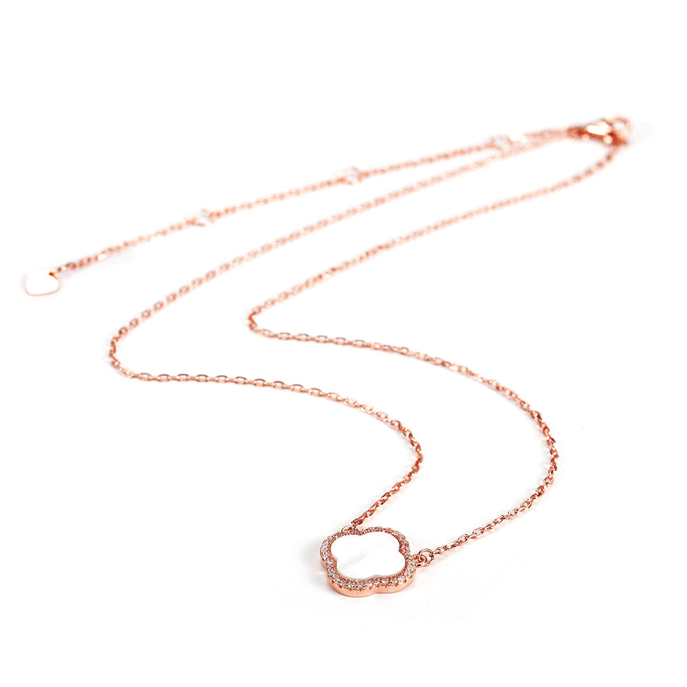 Sterling Silver Flower Shell Pendant Necklace - SSN164