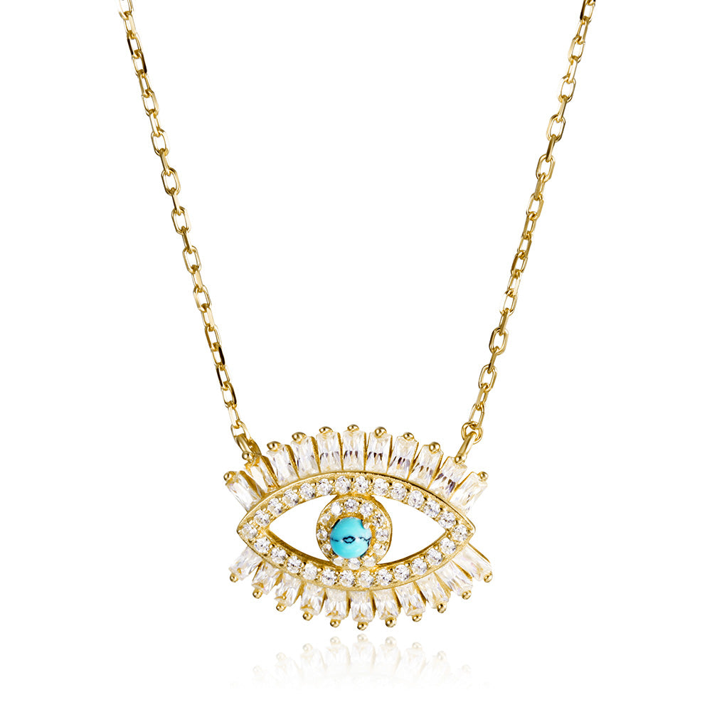 CZ Evil Eye Pendant Necklace - SSN165