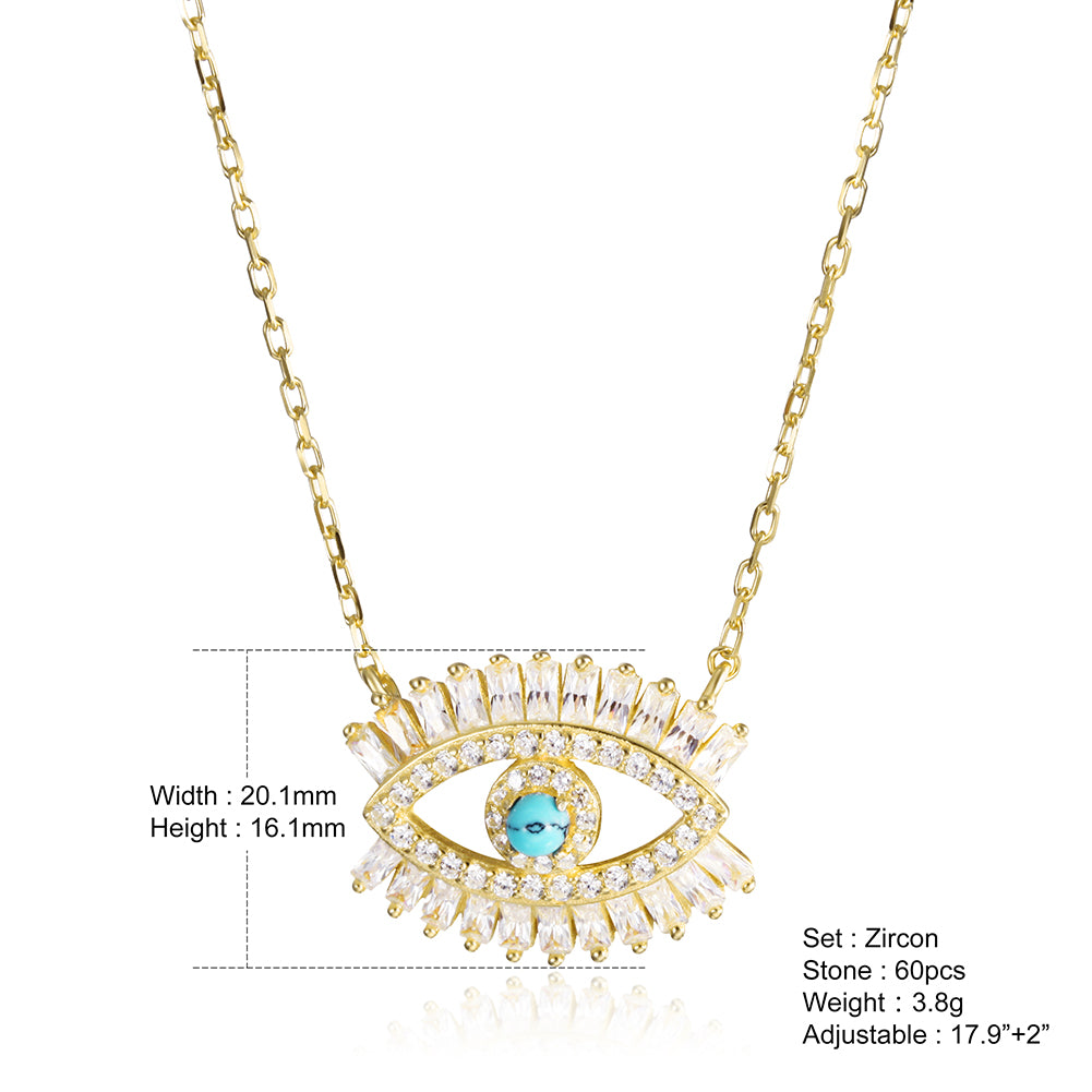 CZ Evil Eye Pendant Necklace - SSN165