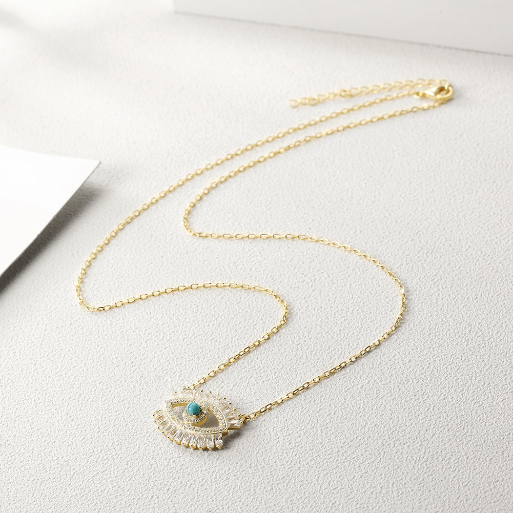 CZ Evil Eye Pendant Necklace - SSN165