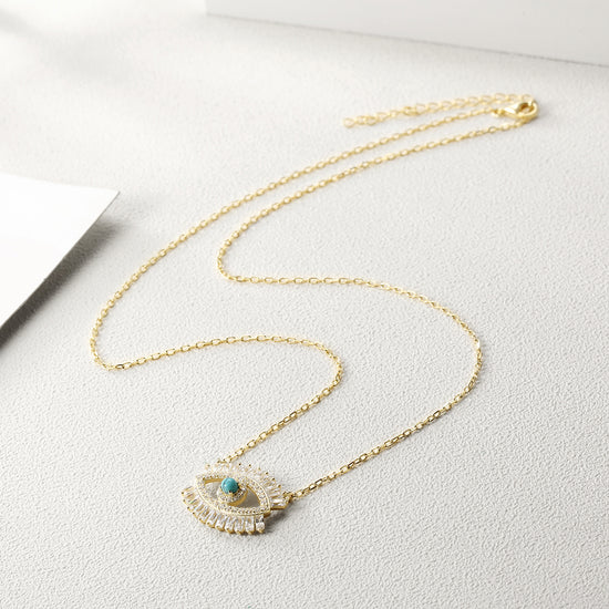 CZ Evil Eye Pendant Necklace - SSN165