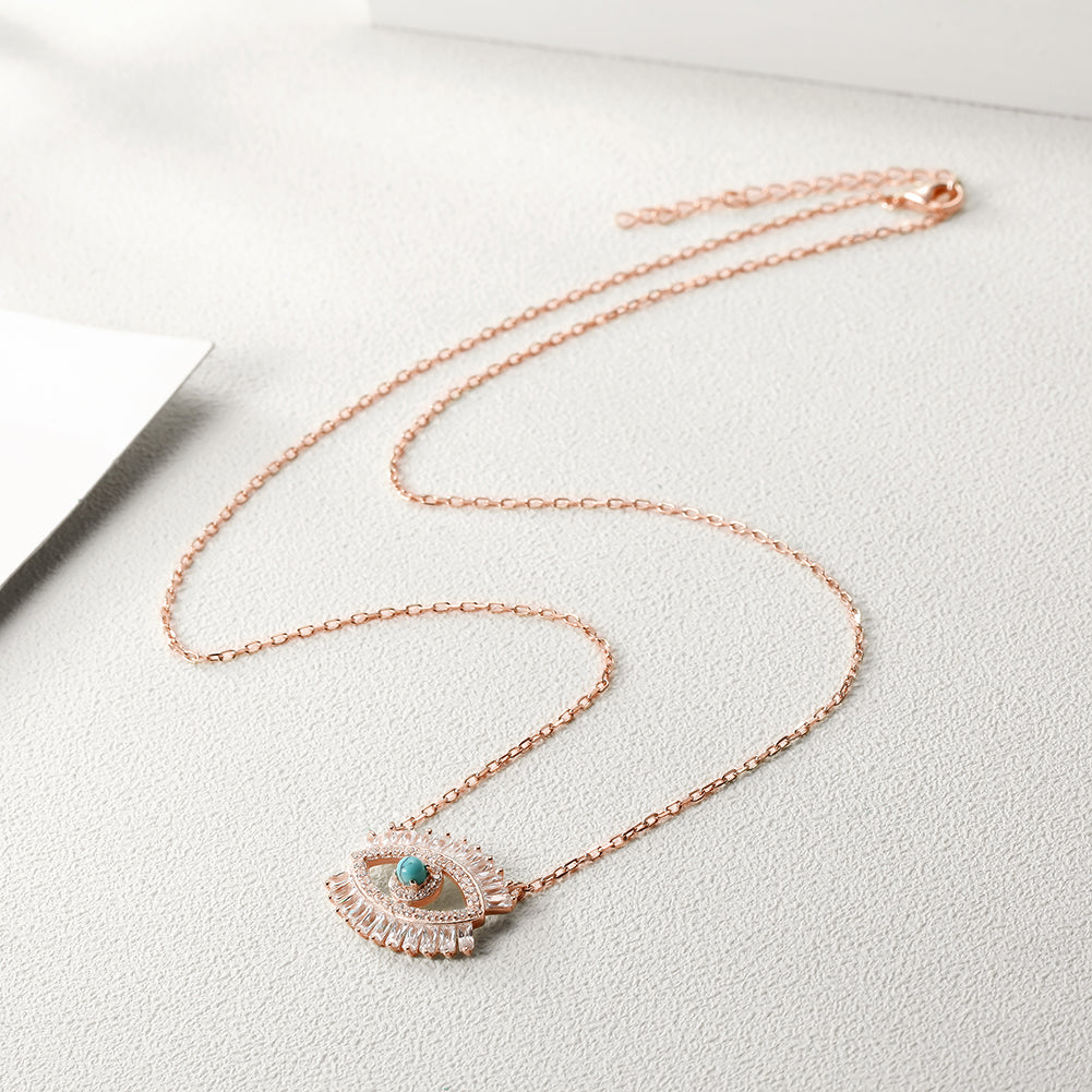 CZ Evil Eye Pendant Necklace - SSN165