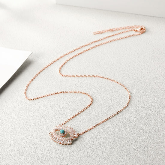 CZ Evil Eye Pendant Necklace - SSN165