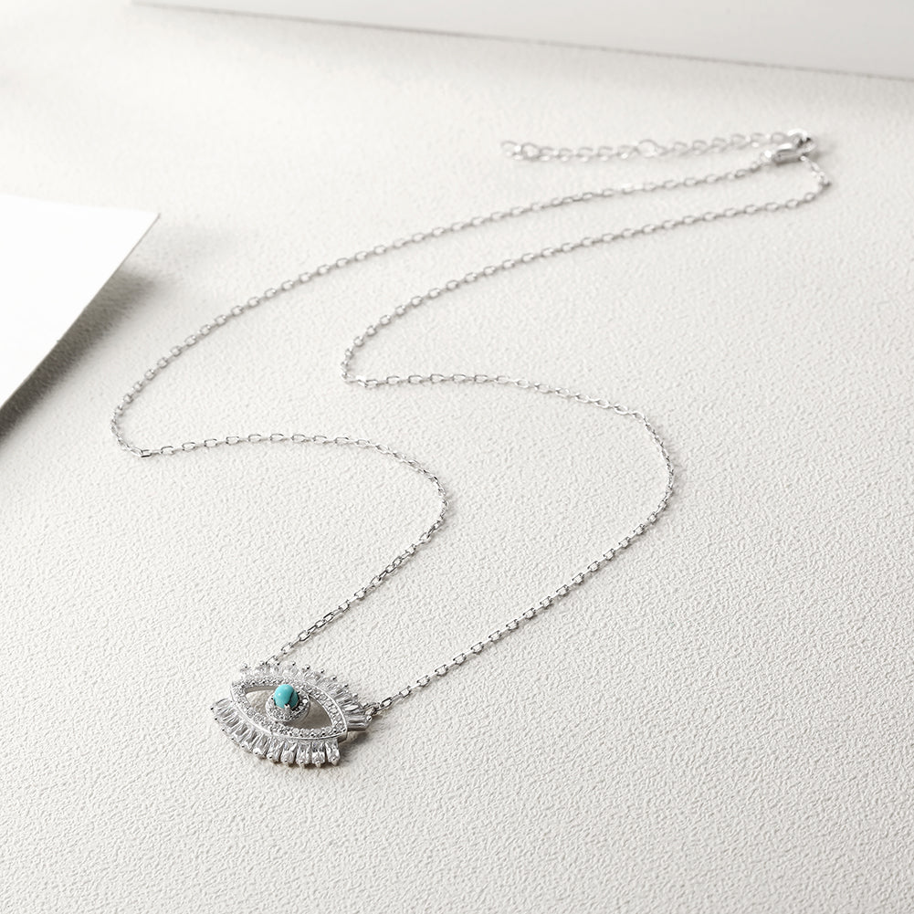CZ Evil Eye Pendant Necklace - SSN165