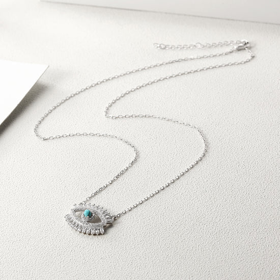 CZ Evil Eye Pendant Necklace - SSN165