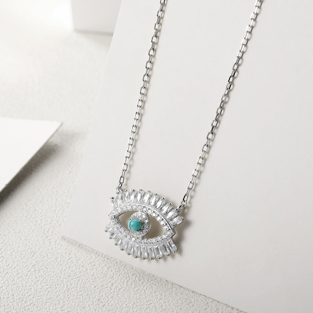 CZ Evil Eye Pendant Necklace - SSN165