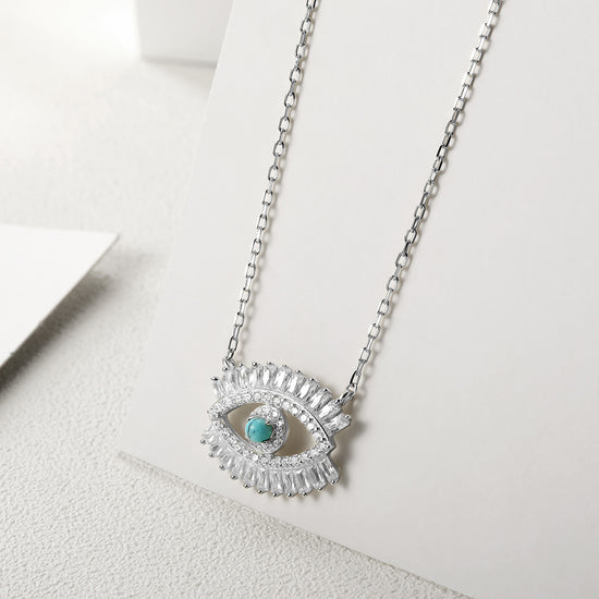 CZ Evil Eye Pendant Necklace - SSN165