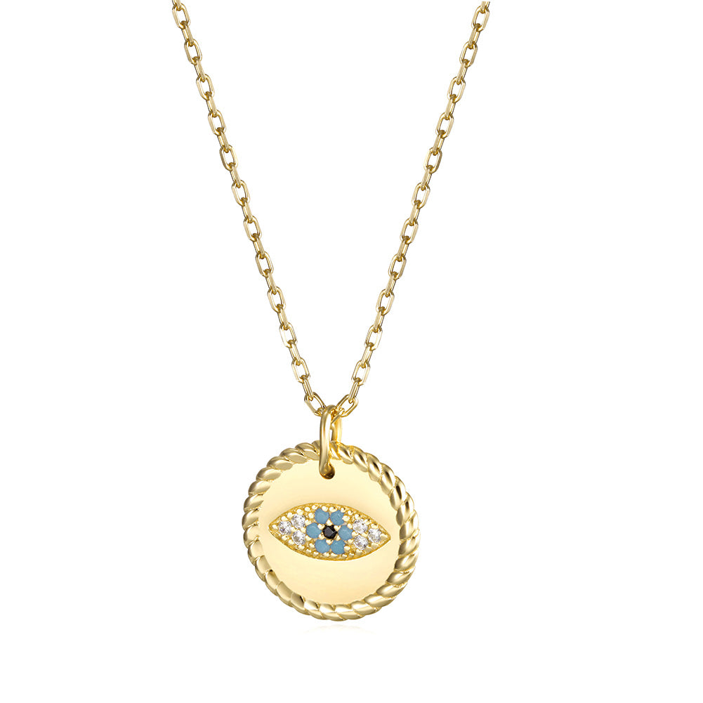 Evil Eye Coin Pendant Necklace - SSN167GCZD