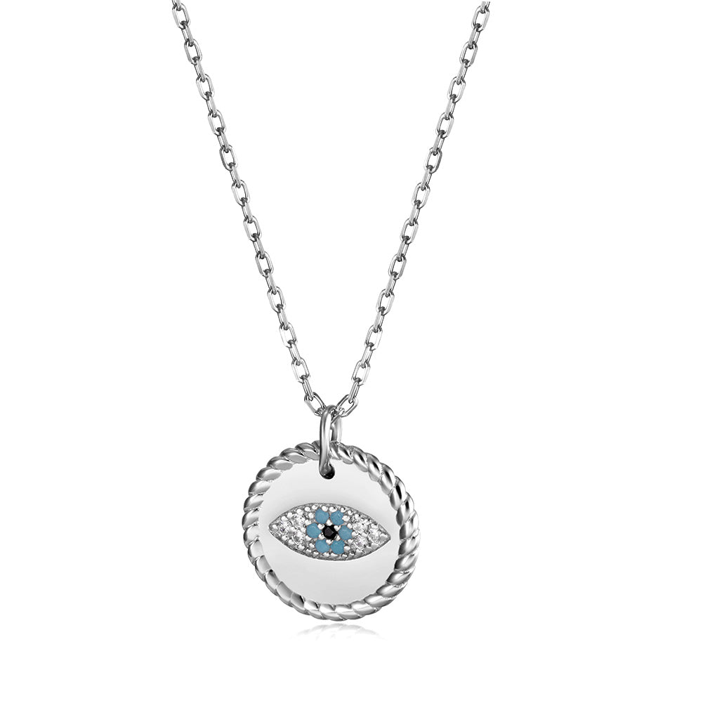 Evil Eye Coin Pendant Necklace - SSN167GCZD