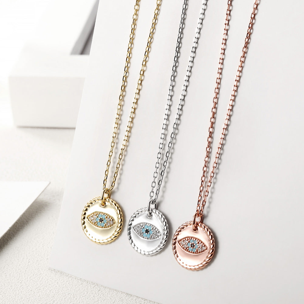 Evil Eye Coin Pendant Necklace - SSN167GCZD