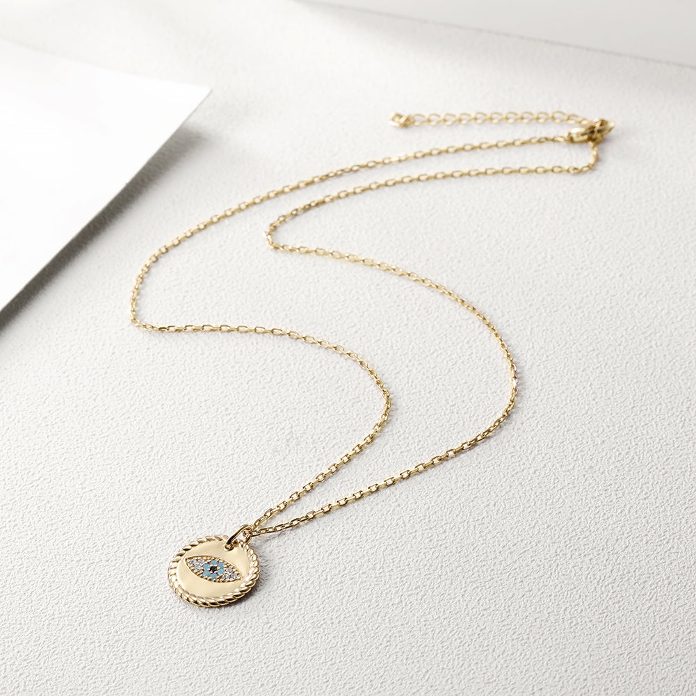 Evil Eye Coin Pendant Necklace - SSN167GCZD