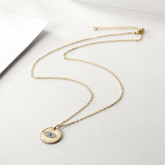 Evil Eye Coin Pendant Necklace - SSN167GCZD