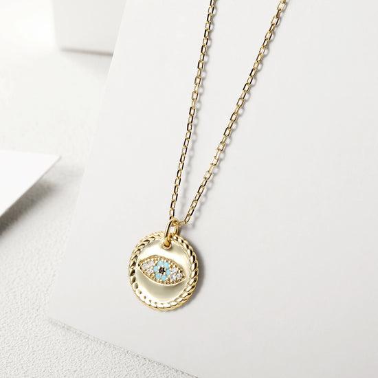 Evil Eye Coin Pendant Necklace - SSN167GCZD