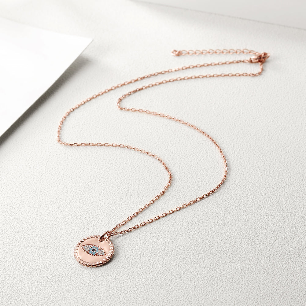 Evil Eye Coin Pendant Necklace - SSN167GCZD