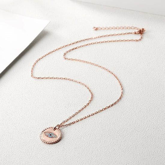 Evil Eye Coin Pendant Necklace - SSN167GCZD