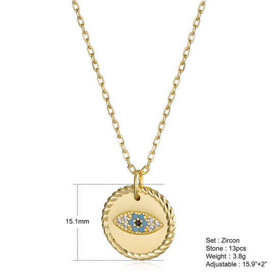 Evil Eye Coin Pendant Necklace - SSN167GCZD