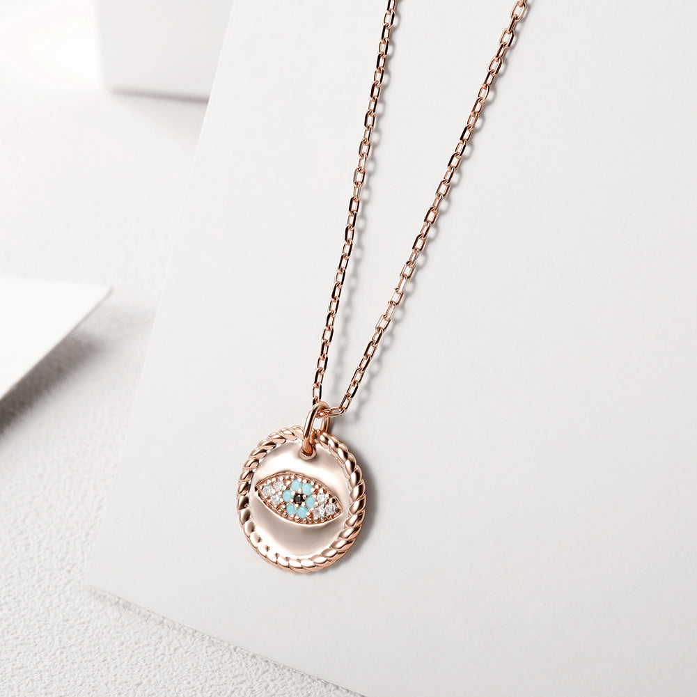 Evil Eye Coin Pendant Necklace - SSN167GCZD